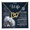 Interlocking Hearts Necklace 18K Yellow Gold Finish | 1 | Personalized To My Wife Necklace From Husband I Want You Wolf Wife Birthday Anniversary Romantic Valentines Day Christmas Customized Gift Box Message Card | teecentury