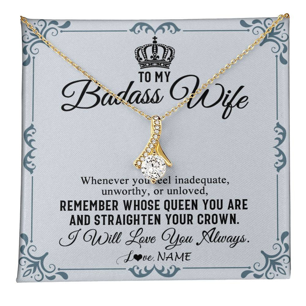 Alluring Beauty Necklace 18K Yellow Gold Finish | 1 | Personalized To My Wife Necklace From Husband I Will Love You Always Wife Birthday Anniversary Valentines Day Christmas Customized Gift Box Message Card | teecentury