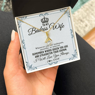 Alluring Beauty Necklace 18K Yellow Gold Finish | 2 | Personalized To My Wife Necklace From Husband I Will Love You Always Wife Birthday Anniversary Valentines Day Christmas Customized Gift Box Message Card | teecentury