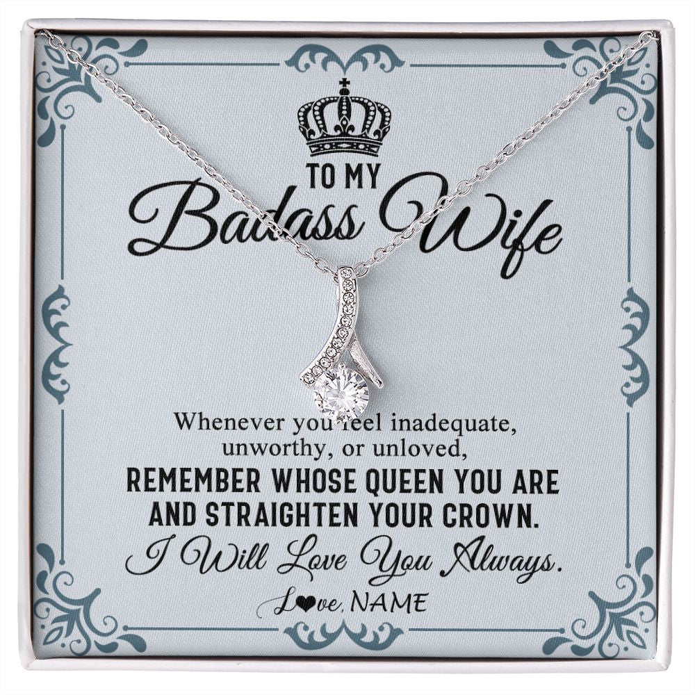 Alluring Beauty Necklace | Personalized To My Wife Necklace From Husband I Will Love You Always Wife Birthday Anniversary Valentines Day Christmas Customized Gift Box Message Card | teecentury