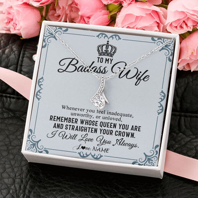 Alluring Beauty Necklace | Personalized To My Wife Necklace From Husband I Will Love You Always Wife Birthday Anniversary Valentines Day Christmas Customized Gift Box Message Card | teecentury