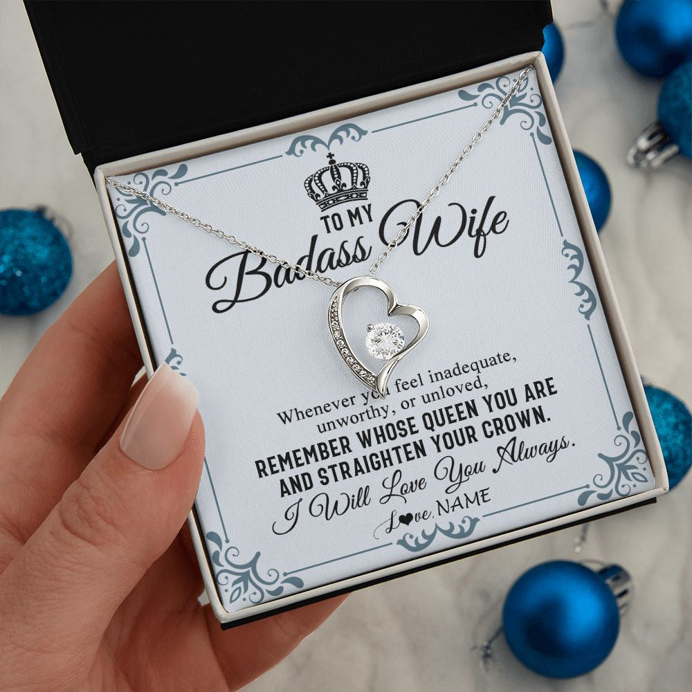 Forever Love Necklace | Personalized To My Wife Necklace From Husband I Will Love You Always Wife Birthday Anniversary Valentines Day Christmas Customized Gift Box Message Card | teecentury