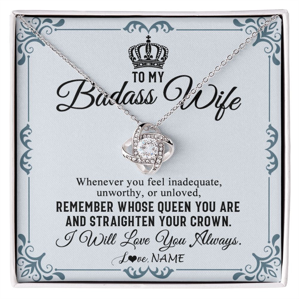 Love Knot Necklace | Personalized To My Wife Necklace From Husband I Will Love You Always Wife Birthday Anniversary Valentines Day Christmas Customized Gift Box Message Card | teecentury