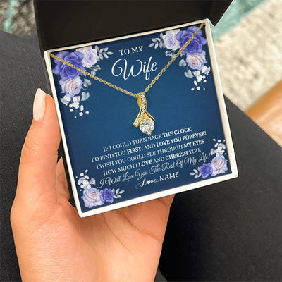 Alluring Beauty Necklace 18K Yellow Gold Finish | 2 | Personalized To My Wife Necklace From Husband Love You Forever Wife Birthday Anniversary Wedding Valentines Day Christmas Customized Gift Box Message Card | teecentury