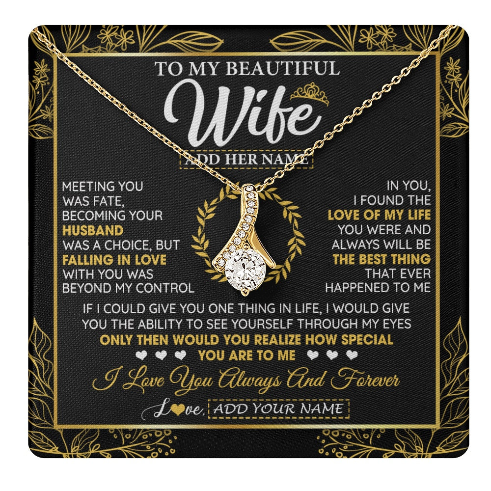 Alluring Beauty Necklace 18K Yellow Gold Finish | 1 | Personalized To My Wife Necklace From Husband Metting You Wife Birthday Gifts Soulmate Valentines Gifts For Wife Christmas Mothers Day Gift Box Message Card | teecentury.myshopify