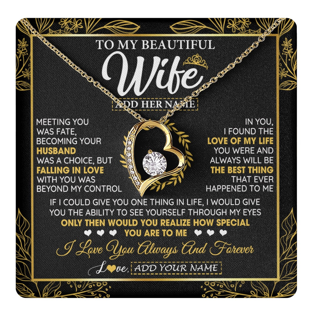 Forever Love Necklace 18K Yellow Gold Finish | 1 | Personalized To My Wife Necklace From Husband Metting You Wife Birthday Gifts Soulmate Valentines Gifts For Wife Christmas Mothers Day Gift Box Message Card | teecentury.myshopify