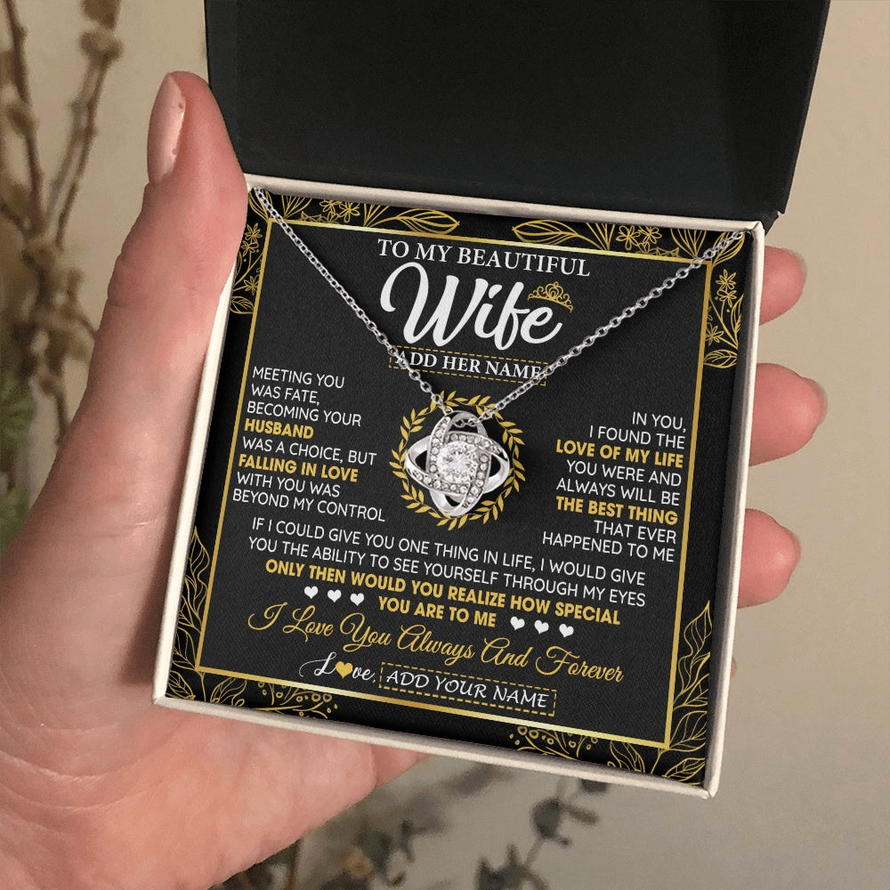 Love Knot Necklace 14K White Gold Finish | 2 | Personalized To My Wife Necklace From Husband Metting You Wife Birthday Gifts Soulmate Valentines Gifts For Wife Christmas Mothers Day Gift Box Message Card | teecentury.myshopify