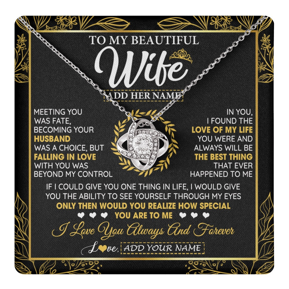 Love Knot Necklace 14K White Gold Finish | 1 | Personalized To My Wife Necklace From Husband Metting You Wife Birthday Gifts Soulmate Valentines Gifts For Wife Christmas Mothers Day Gift Box Message Card | teecentury.myshopify