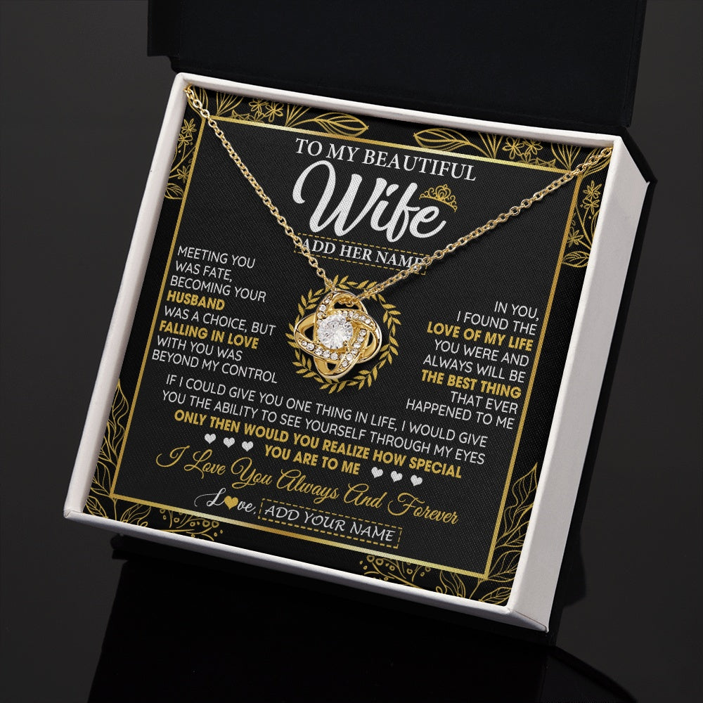 Love Knot Necklace 18K Yellow Gold Finish | 2 | Personalized To My Wife Necklace From Husband Metting You Wife Birthday Gifts Soulmate Valentines Gifts For Wife Christmas Mothers Day Gift Box Message Card | teecentury.myshopify