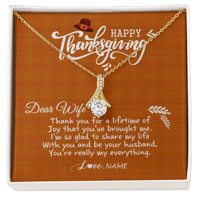 Alluring Beauty Necklace 18K Yellow Gold Finish | 1 | Personalized To My Wife Necklace From Husband Thank You Fo A Lifetime Thanksgiving Day For Herr Pendant Jewelry Customized Gift Box Message Card | teecentury
