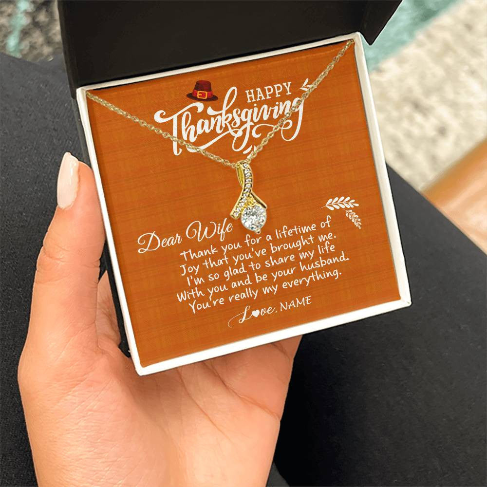 Alluring Beauty Necklace 18K Yellow Gold Finish | 2 | Personalized To My Wife Necklace From Husband Thank You Fo A Lifetime Thanksgiving Day For Herr Pendant Jewelry Customized Gift Box Message Card | teecentury