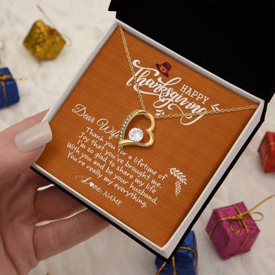 Forever Love Necklace 18K Yellow Gold Finish | 2 | Personalized To My Wife Necklace From Husband Thank You Fo A Lifetime Thanksgiving Day For Herr Pendant Jewelry Customized Gift Box Message Card | teecentury