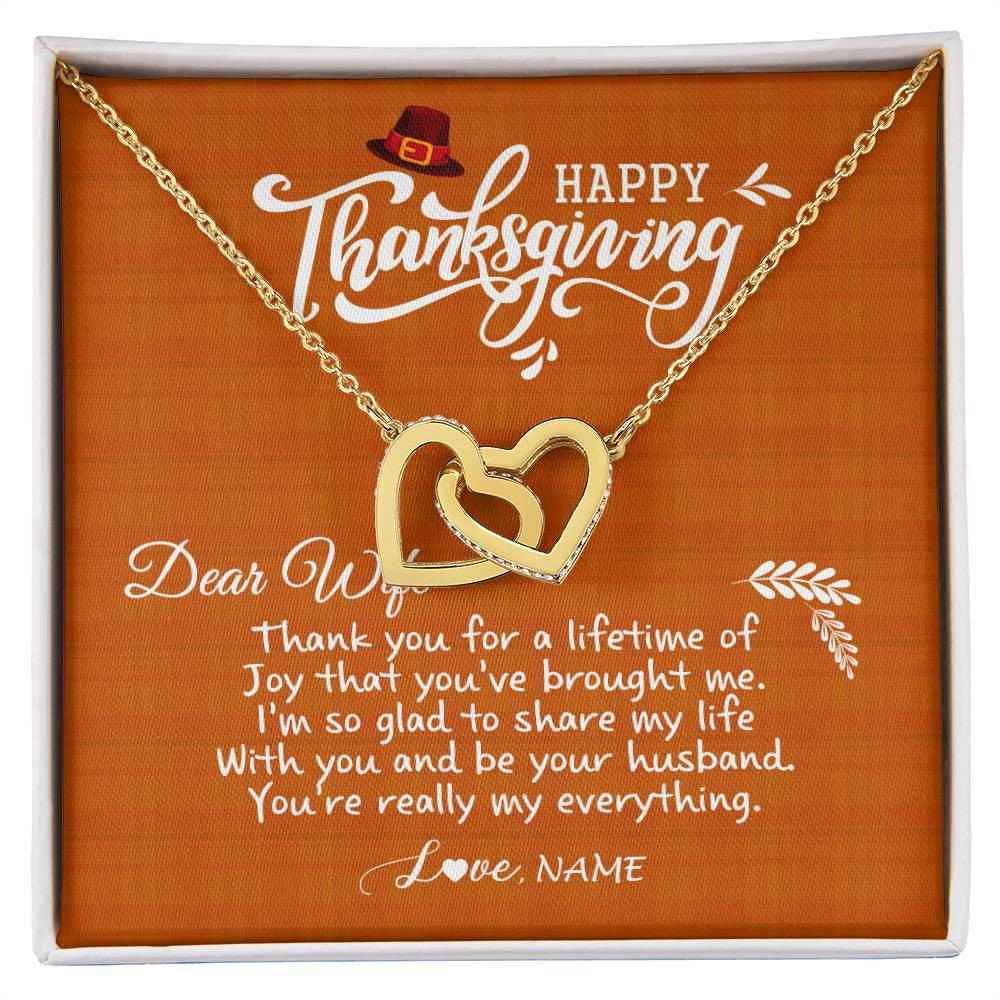 Interlocking Hearts Necklace 18K Yellow Gold Finish | 1 | Personalized To My Wife Necklace From Husband Thank You Fo A Lifetime Thanksgiving Day For Herr Pendant Jewelry Customized Gift Box Message Card | teecentury