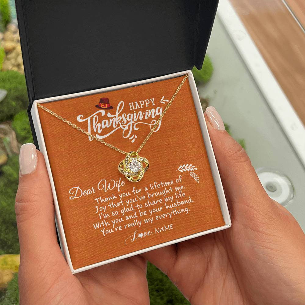 Love Knot Necklace 18K Yellow Gold Finish | 2 | Personalized To My Wife Necklace From Husband Thank You Fo A Lifetime Thanksgiving Day For Herr Pendant Jewelry Customized Gift Box Message Card | teecentury