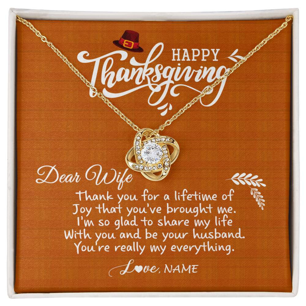 Love Knot Necklace 18K Yellow Gold Finish | 1 | Personalized To My Wife Necklace From Husband Thank You Fo A Lifetime Thanksgiving Day For Herr Pendant Jewelry Customized Gift Box Message Card | teecentury