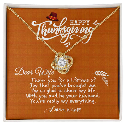 Love Knot Necklace 18K Yellow Gold Finish | 1 | Personalized To My Wife Necklace From Husband Thank You Fo A Lifetime Thanksgiving Day For Herr Pendant Jewelry Customized Gift Box Message Card | teecentury
