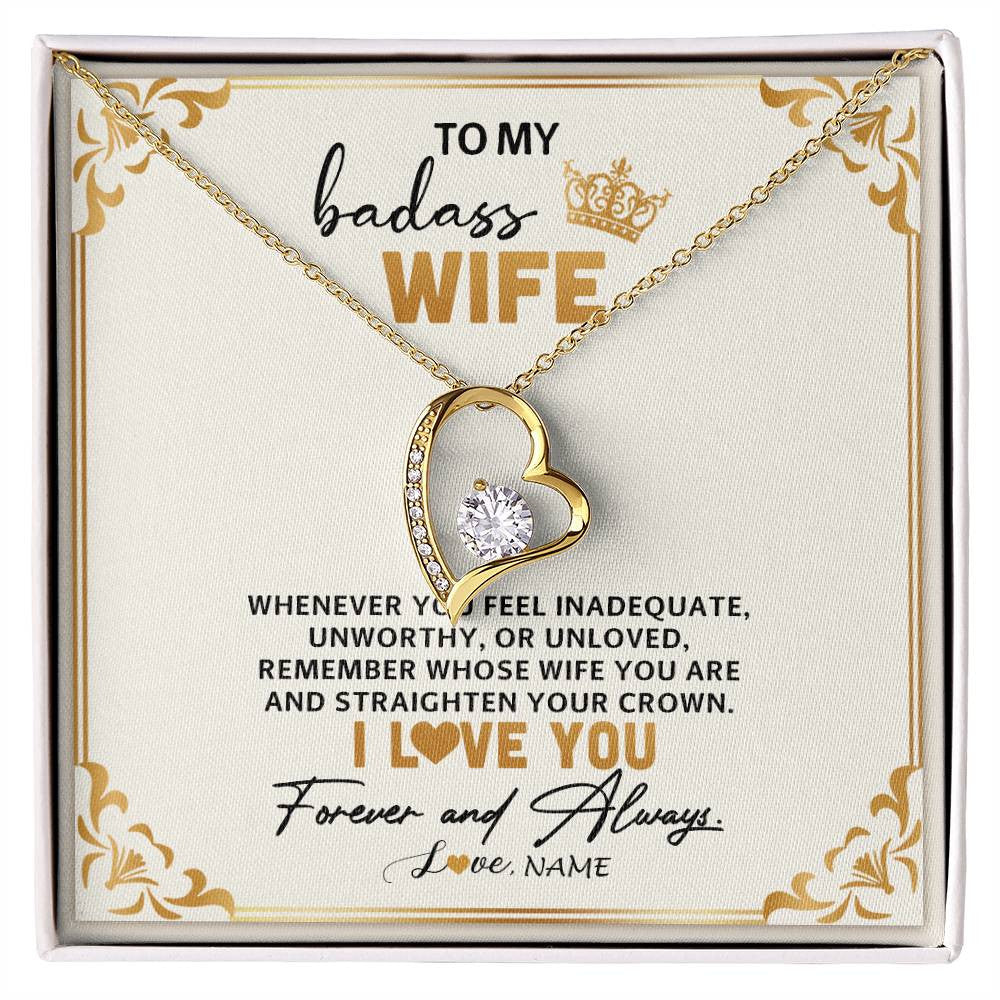 Forever Love Necklace 18K Yellow Gold Finish | 1 | Personalized To My Wife Necklace From Husband Whenever You Feel for Her Birthday Anniversary Valentines Day Christmas Pendant Customized Gift Box Message Card | teecentury