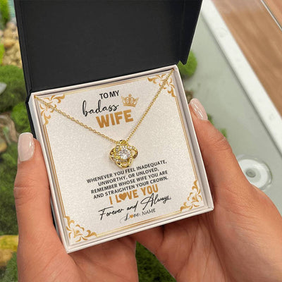 Love Knot Necklace 18K Yellow Gold Finish | 2 | Personalized To My Wife Necklace From Husband Whenever You Feel for Her Birthday Anniversary Valentines Day Christmas Pendant Customized Gift Box Message Card | teecentury