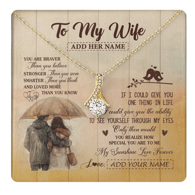 Alluring Beauty Necklace 18K Yellow Gold Finish | 1 | Personalized To My Wife Necklace From Husband You Are Braver Wife Birthday Gifts Anniversary Romantic Valentines Christmas Custom Gift Box Message Card | https://teecentury.