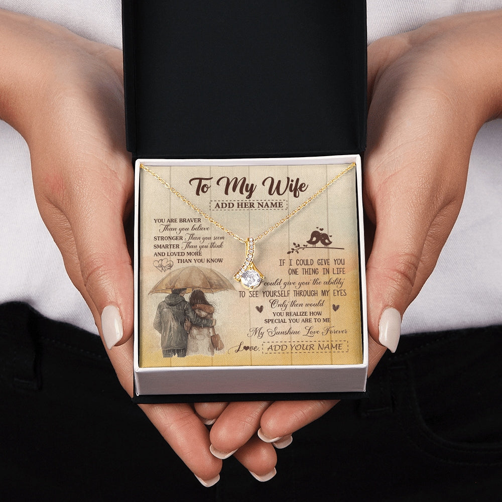 Alluring Beauty Necklace 18K Yellow Gold Finish | 2 | Personalized To My Wife Necklace From Husband You Are Braver Wife Birthday Gifts Anniversary Romantic Valentines Christmas Custom Gift Box Message Card | https://teecentury.