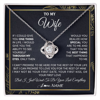 Love Knot Necklace 14K White Gold Finish | 1 | Personalized To My Wife Necklace From Husband You Are The Best Thing Wife Birthday Idea Anniversary Wedding Valentines Day Customized Gift Box Message Card | teecentury