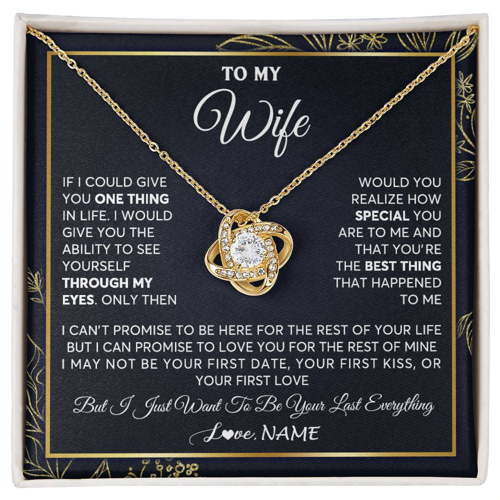 Love Knot Necklace 18K Yellow Gold Finish | 1 | Personalized To My Wife Necklace From Husband You Are The Best Thing Wife Birthday Idea Anniversary Wedding Valentines Day Customized Gift Box Message Card | teecentury