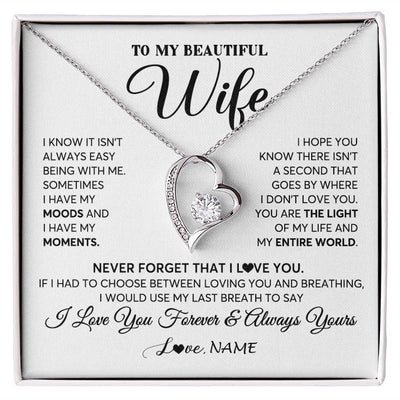 Forever Love Necklace | Personalized To My Wife Necklace From Husband You Are The Light Of My Life Wife Birthday Anniversary Wedding Valentines Day Customized Gift Box Message Card | teecentury