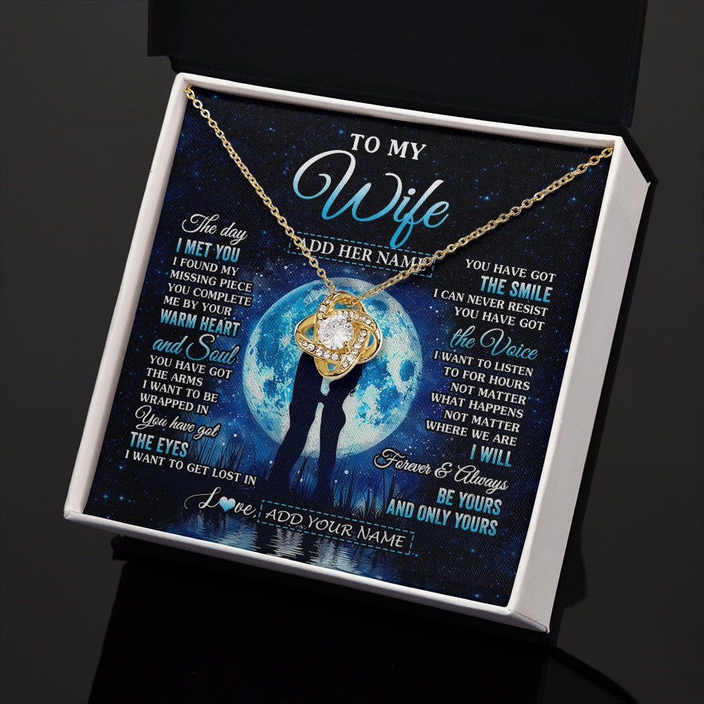 Love Knot Necklace 18K Yellow Gold Finish | 2 | Personalized To My Wife Necklace The Day I Met You Husband Birthday Anniversary Romantic Valentines Day Gifts For Her Christmas Gift Box Message Card | teecentury.myshopify