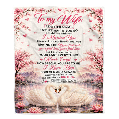 Personalized To My Wife Romantic Gift From Husband Swan I Love You Forever Blanket For Her Wife Birthday Gifts Soulmate Anniversary Christmas Fleece Blanket | teecentury