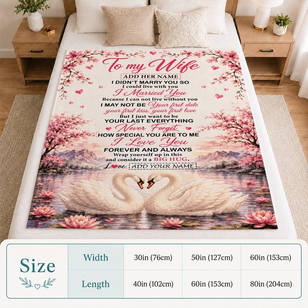 Personalized To My Wife Romantic Gift From Husband Swan I Love You Forever Blanket For Her Wife Birthday Gifts Soulmate Anniversary Christmas Fleece Blanket | teecentury
