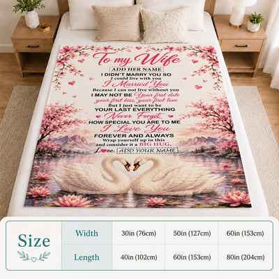 Personalized To My Wife Romantic Gift From Husband Swan I Love You Forever Blanket For Her Wife Birthday Gifts Soulmate Anniversary Christmas Fleece Blanket | teecentury