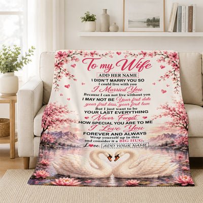 Personalized To My Wife Romantic Gift From Husband Swan I Love You Forever Blanket For Her Wife Birthday Gifts Soulmate Anniversary Christmas Fleece Blanket | teecentury
