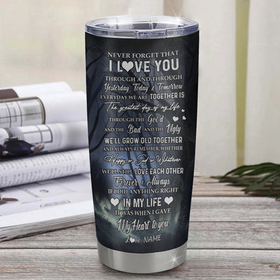 Personalized To My Wife Tumbler From Husband Stainless Steel Cup Wolf Never Forget That I Love You Wife Wedding Anniversary Day Birthday Christmas Travel Mug | teecentury