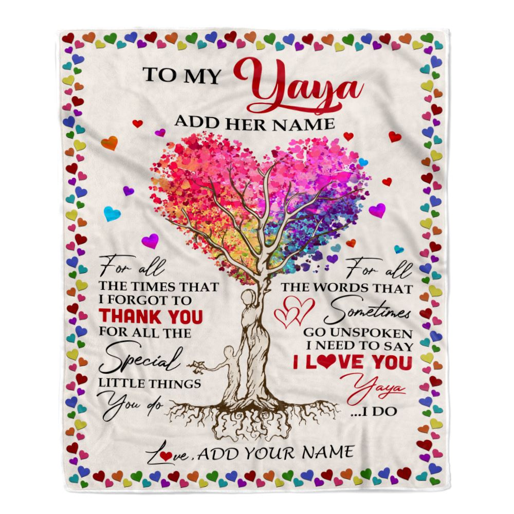 Personalized To My Yaya Blanket From Kids Colorful Tree Thank You For All Yaya Birthday Gifts Mothers Day Christmas Thanksgiving Customized Fleece Throw Blanket | teecentury