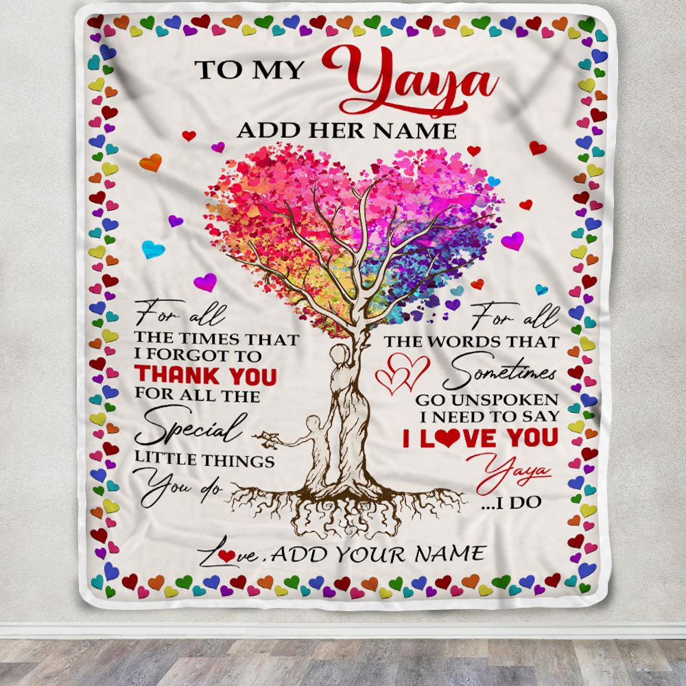 Personalized To My Yaya Blanket From Kids Colorful Tree Thank You For All Yaya Birthday Gifts Mothers Day Christmas Thanksgiving Customized Fleece Throw Blanket | teecentury