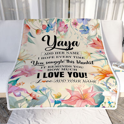 Personalized To My Yaya Blanket From Kids Floral I Love You Great Yaya Birthday Gifts Mothers Day Christmas Thanksgiving Customized Fleece Throw Blanket | teecentury