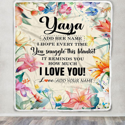 Personalized To My Yaya Blanket From Kids Floral I Love You Great Yaya Birthday Gifts Mothers Day Christmas Thanksgiving Customized Fleece Throw Blanket | teecentury