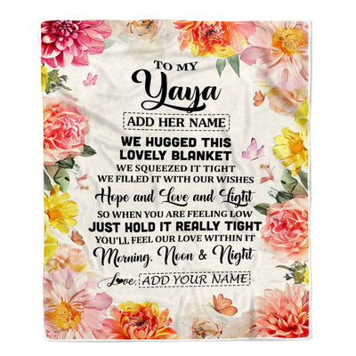 Personalized To My Yaya Blanket From Kids Floral We Hugged This Lovely Yaya Birthday Gifts Mothers Day Christmas Thanksgiving Customized Fleece Throw Blanket | teecentury