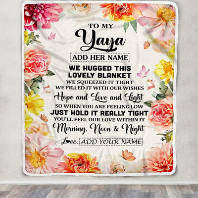 Personalized To My Yaya Blanket From Kids Floral We Hugged This Lovely Yaya Birthday Gifts Mothers Day Christmas Thanksgiving Customized Fleece Throw Blanket | teecentury
