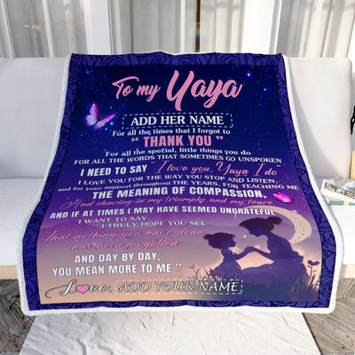 Personalized To My Yaya Blanket From Kids Night Sky Thank You Love You Yaya Birthday Gifts Mothers Day Christmas Thanksgiving Customized Fleece Throw Blanket | teecentury