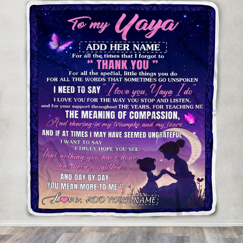 Personalized To My Yaya Blanket From Kids Night Sky Thank You Love You Yaya Birthday Gifts Mothers Day Christmas Thanksgiving Customized Fleece Throw Blanket | teecentury