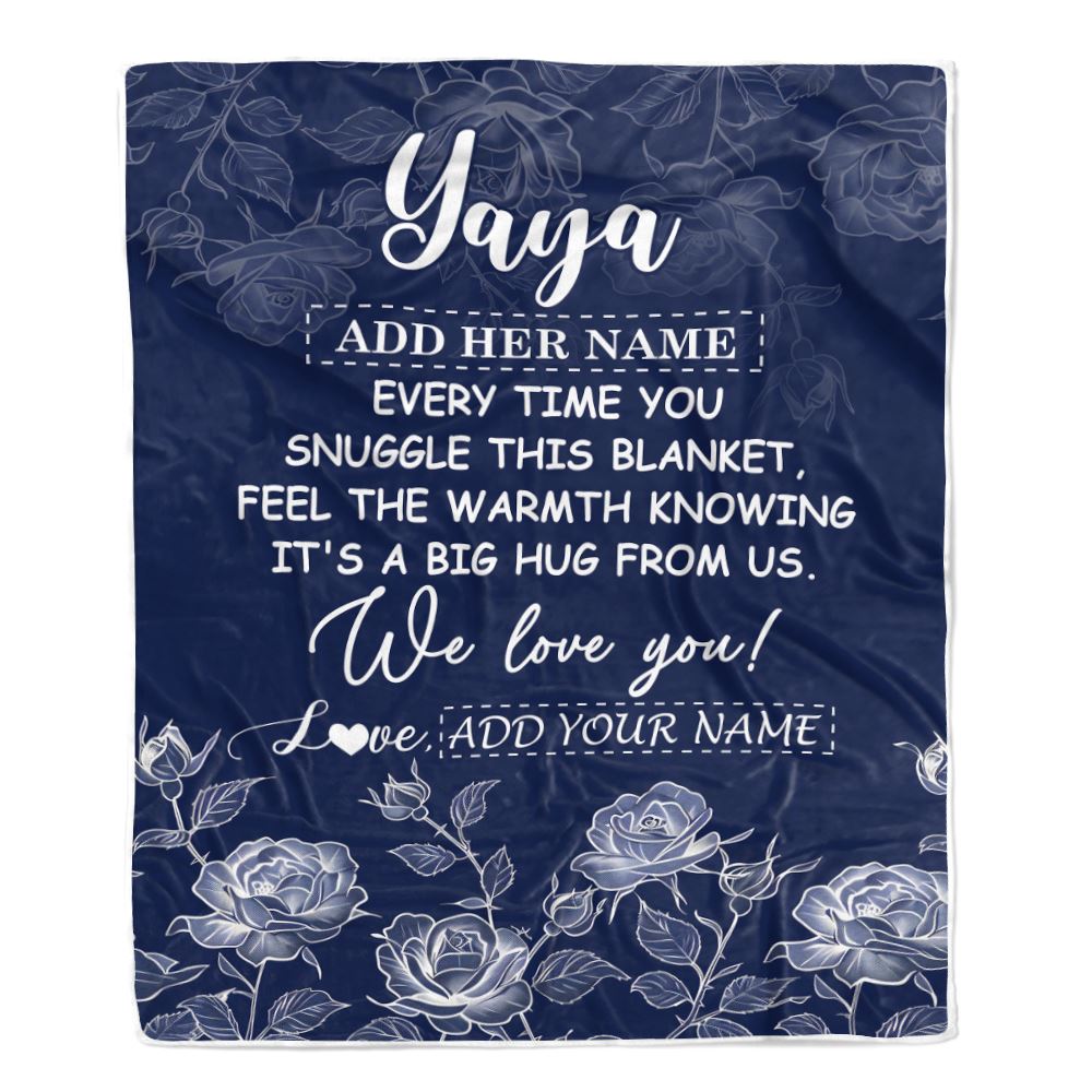 Personalized To My Yaya Gifts Blanket From Kids Grandkids Blue Flower Love You Birthday Gifts For Yaya Mothers Day Christmas Yaya Fleece Throw Blanket | teecentury