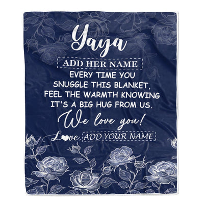 Personalized To My Yaya Gifts Blanket From Kids Grandkids Blue Flower Love You Birthday Gifts For Yaya Mothers Day Christmas Yaya Fleece Throw Blanket | teecentury