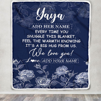 Personalized To My Yaya Gifts Blanket From Kids Grandkids Blue Flower Love You Birthday Gifts For Yaya Mothers Day Christmas Yaya Fleece Throw Blanket | teecentury