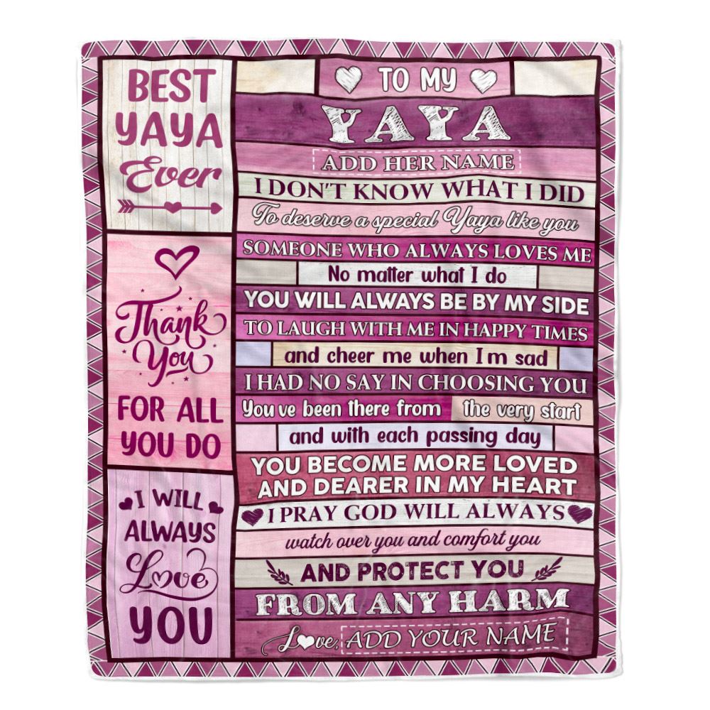 Personalized To My Yaya Gifts Blanket From Kids Wood Thank You For All Gifts For Yaya Mothers Day Birthday Christmas Thanksgiving Fleece Throw Blanket | teecentury