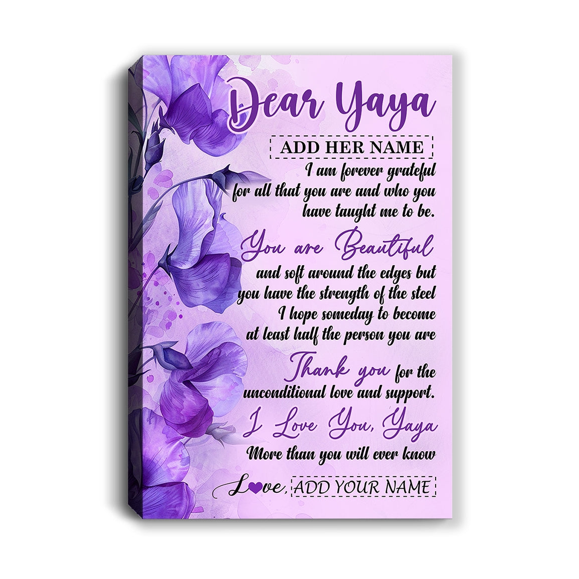 Personalized To My Yaya Gifts From Kids Canvas Flower You Are Beautiful Gifts For Yaya Mothers Day Birthday Christmas Thanksgiving Custom Wall Art Print Framed Canvas | teecentury