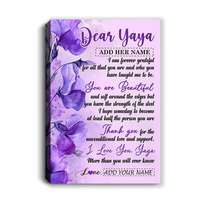 Personalized To My Yaya Gifts From Kids Canvas Flower You Are Beautiful Gifts For Yaya Mothers Day Birthday Christmas Thanksgiving Custom Wall Art Print Framed Canvas | teecentury
