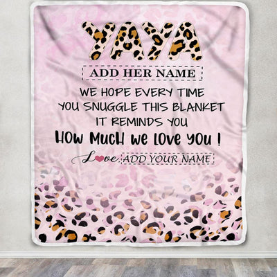 Personalized To My Yaya Gifts From Kids Grandkids Blanket Pink Leopard Happy Birthday Gifts For Yaya Mothers Day Christmas Customized Fleece Throw Blanket | teecentury