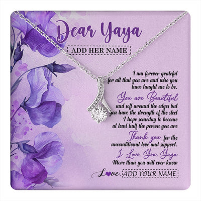 Alluring Beauty Necklace 14K White Gold Finish | 1 | Personalized To My Yaya Gifts Necklace Flower You Are Beautiful Gifts For Yaya Mothers Day Birthday Christmas Thanksgiving Customized Gift Box Message Card | teecentury.myshopify