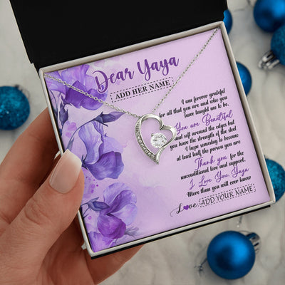 Forever Love Necklace 14K White Gold Finish | 2 | Personalized To My Yaya Gifts Necklace Flower You Are Beautiful Gifts For Yaya Mothers Day Birthday Christmas Thanksgiving Customized Gift Box Message Card | teecentury.myshopify